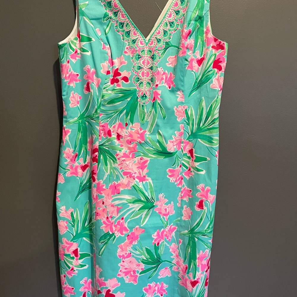 Lilly Pulitzer Aqua and Pink Floral Mini Dress